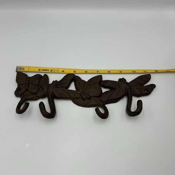CAST IRON BROWN FINISH DRAGON FLY AND BUTTERFLY‎ COAT HOOK (4 HOOKS) - Picture 4 of 5